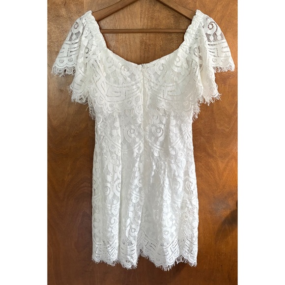Promesa White Off The Shoulder Floral Lace Dress NWT Small Wedding Boho Formal - Picture 3 of 15